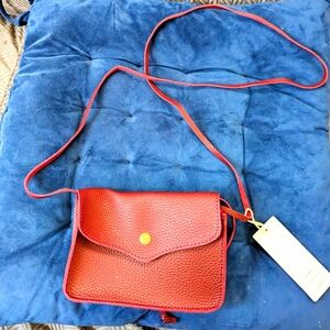 Red/ Maroon Leather Crossbody Bag